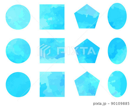 水彩テクスチャの幾何学モチーフのイラスト素材セット 90109885