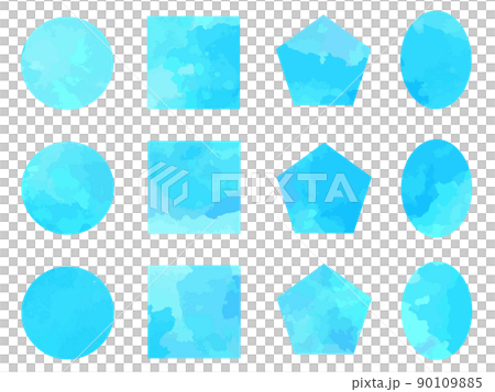 水彩テクスチャの幾何学モチーフのイラスト素材セット 90109885