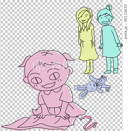 玩禮物包裝紙的孩子,苦笑的朋友,不耐煩的媽媽 玩禮物包裝紙的孩子,苦笑的朋友,不耐煩的媽媽 90110035