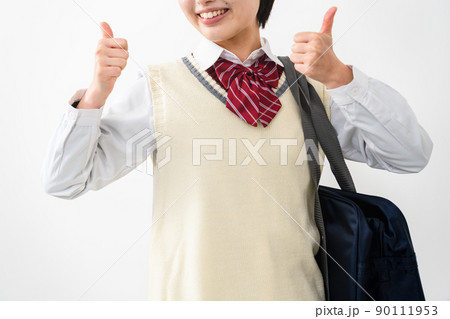 サムズアップをする女子高校生 サムズアップをする女子高校生 90111953