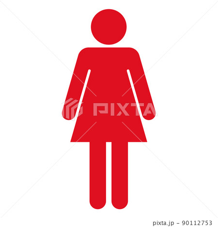 女性の人型のシンプルなアイコン（赤） 90112753
