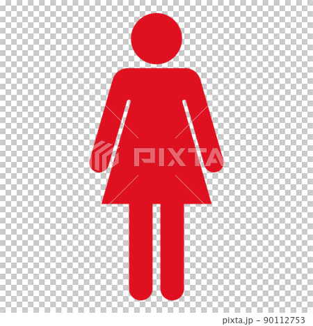 女性の人型のシンプルなアイコン（赤） 90112753