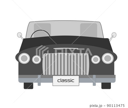かっこいいレトロなオープンカー クラシックカー ヴィンテージカー 車体 ブラック グレイ 黒のイラスト素材