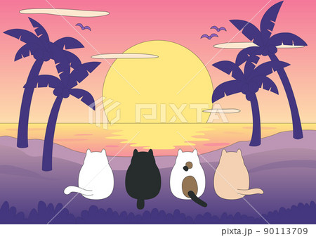 動物 猫 海 90113709