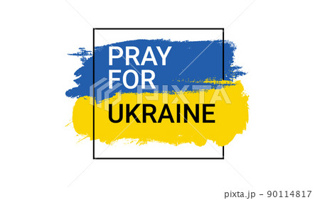 Pray for Ukraine flag peace Russia vector design. Ukraine flag peace logo country protest 90114817