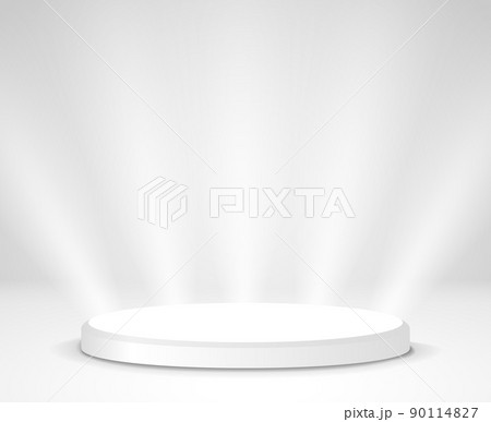 White base podium pedestal background. White stage platform round circle elegant vector exhibition White base podium pedestal background. White stage platform round circle elegant vector exhibition 90114827