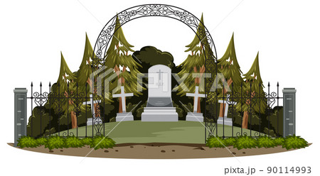 Cemetery graveyard scene isolated 90114993