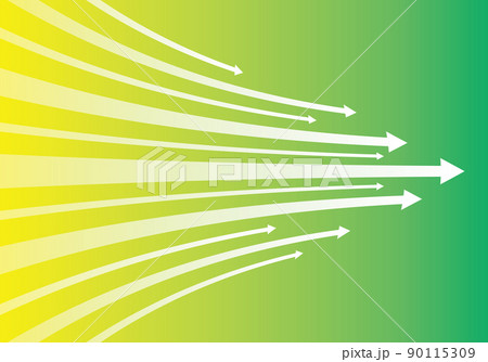 緑と黄色のグラデーションバックに右向きのカーブした矢印のイラスト 90115309