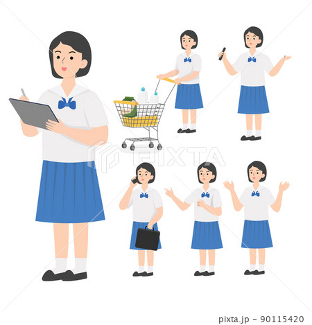 Thai student uniform cartoon presenting concept 90115420