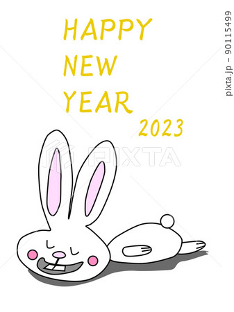 目を閉じる可愛いうさぎのキャラクター 90115499