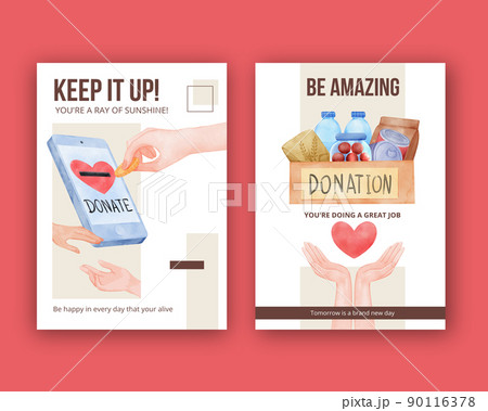 Card template with humanitary aid refugees concept,watercolor 90116378