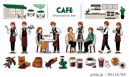 カフェ イラストセット カフェ イラストセット 90116784