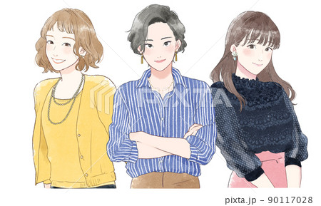 笑顔の女性のイラスト 笑顔の女性のイラスト 90117028