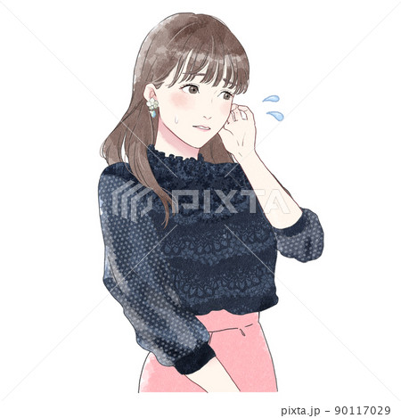 困っている女性 上半身 困っている女性 上半身 90117029