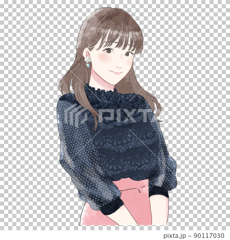 笑顔の女性 上半身のイラスト素材 [90117030] - PIXTA