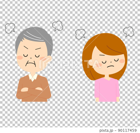 喧嘩をしても怒りがおさまらない老人男性と若い女性 喧嘩をしても怒りがおさまらない老人男性と若い女性 90117459