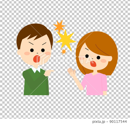 激しく喧嘩する夫婦 90117544