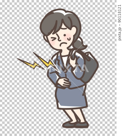 腹痛のスーツの女性 90118121