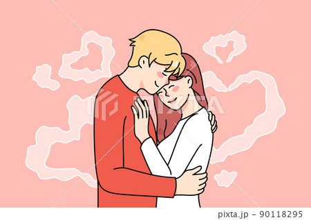 Happy couple hug show love and affection Happy couple hug show love and affection 90118295