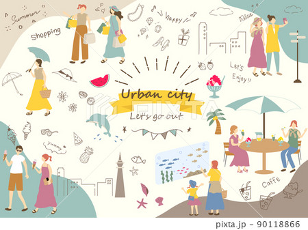 都心で楽しむ人達 90118866