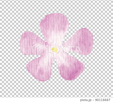 イラスト素材：水彩絵の具で手描きしたツルニチニチソウ（蔓日々草） 90118887