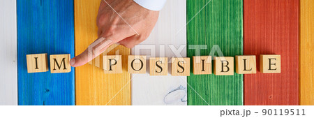 Pushing away letters IM from the word Impossible 90119511