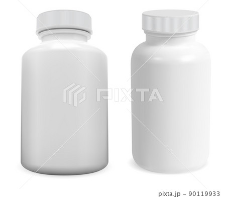 Premium Vector  White pill bottle mockup supplement package blank isolated  drug container on white background