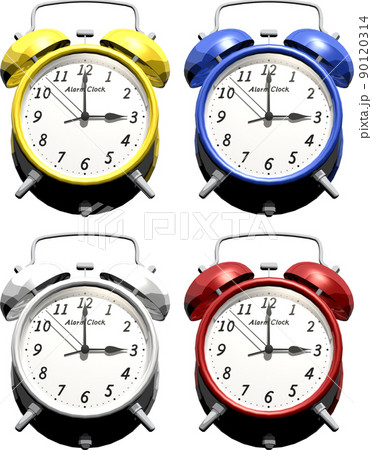 昔ながらのアナログ目覚まし時計。背景透明イラスト 昔ながらのアナログ目覚まし時計。背景透明イラスト 90120314
