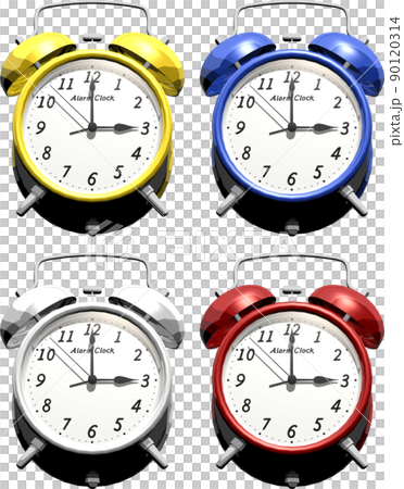 昔ながらのアナログ目覚まし時計。背景透明イラスト 昔ながらのアナログ目覚まし時計。背景透明イラスト 90120314