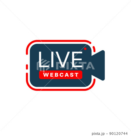 Live webcast icon with vector camera and red record button. Free webinar, online training and virtual workshop isolated sign of online education. Video course, seminar or lesson, internet conference 90120744