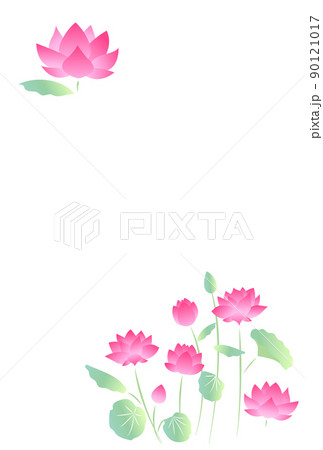 蓮の花の暑中見舞いはがきテンプレート(文字なし) 蓮の花の暑中見舞いはがきテンプレート(文字なし) 90121017