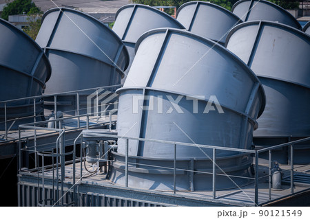 Industry engineer under checking the industry cooling tower air conditioner is water cooling tower air chiller HVAC of large industrial building to control air system. Industry engineer under checking the industry cooling tower air conditioner is water cooling tower air chiller HVAC of large industrial building to control air system. 90121549