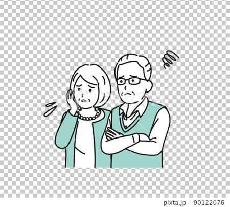 焦慮、憂慮、面部表情、老年夫婦、男女、老人、老人 90122076