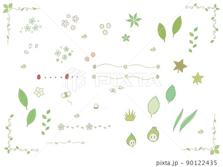 シンプルナチュラルでちょっぴり可愛い植物イラストセット 手描き ベクター のイラスト素材