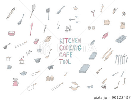 キッチンツールセット集(手描き ベクター) キッチンツールセット集(手描き ベクター) 90122437