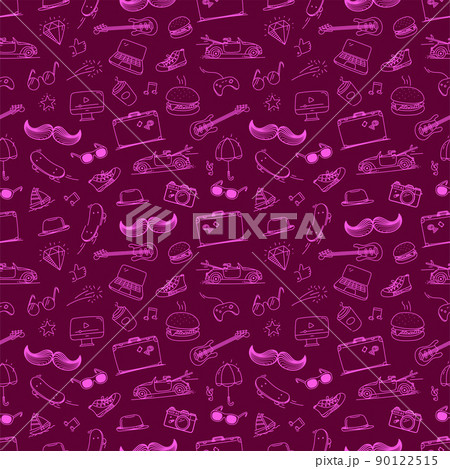 Hipster doodle vector elements seamless pattern Hipster doodle vector elements seamless pattern 90122515