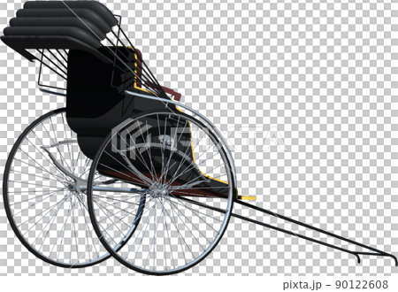 神社仏閣の観光地でよく観る人力車。背景透明イラスト 90122608