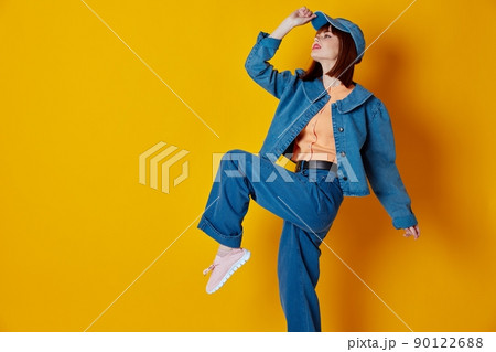 Portrait of a charming lady denim clothing - Stock Photo [90122688] -  PIXTA