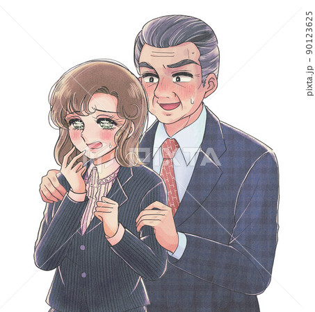 職場のセクハラ、パワハラ、スキンシップを嫌がる女性社員 90123625