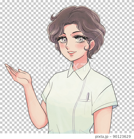 A nurse and pharmacist who guides you with a retro shojo manga style and smile 90123629