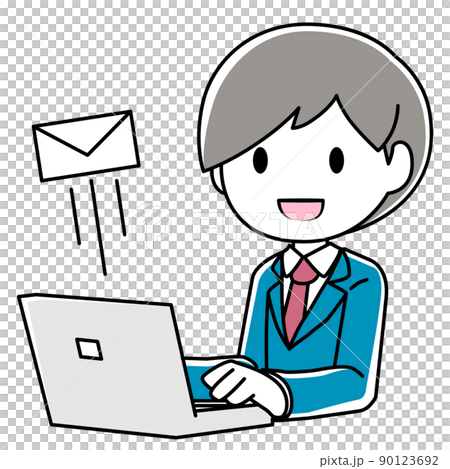一個人從 PC 發送電子郵件的插圖 90123692