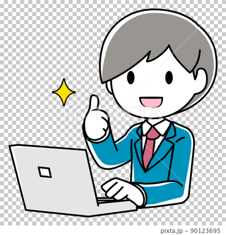 Illustration of a man operating a PC Illustration of a man operating a PC 90123695