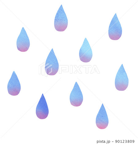 水彩素材 雨 青 手描き 水彩素材 雨 青 手描き 90123809