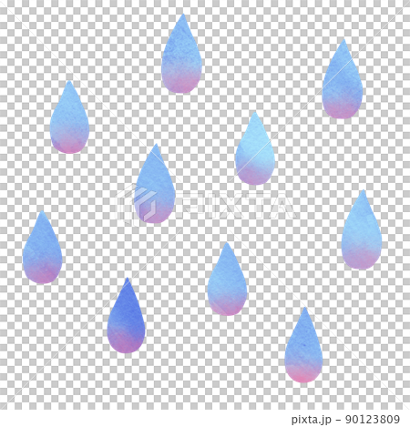 水彩素材 雨 青 手描き 水彩素材 雨 青 手描き 90123809