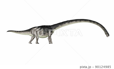 Omeisaurus dinosaur walking with its long neck down - 3D render 90124985