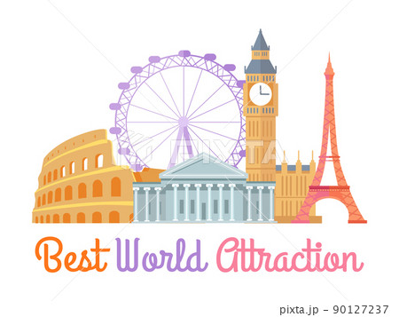 Best World Attraction Poster Vector Illustration 90127237