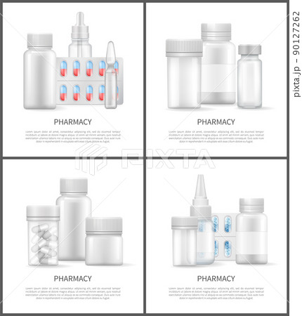 Pharmacy and Medicines Means Bright Vector Posters 90127262
