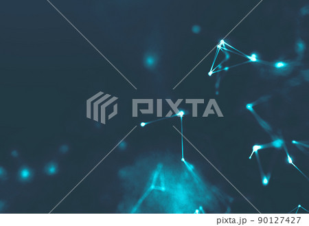 Abstract Music background. Big Data Particle Flow Visualisation. Science infographic futuristic illustration. Sound wave. Sound visualization 90127427
