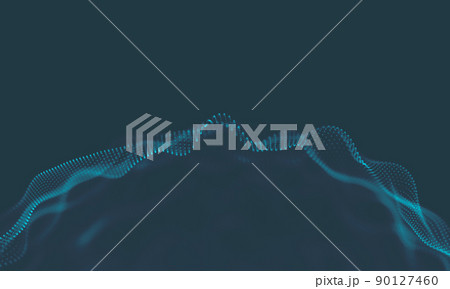 Abstract Music background. Big Data Particle Flow Visualisation. Science infographic futuristic illustration. Sound wave. Sound visualization 90127460