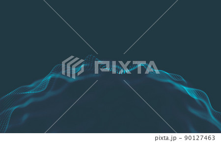 Abstract Music background. Big Data Particle Flow Visualisation. Science infographic futuristic illustration. Sound wave. Sound visualization 90127463